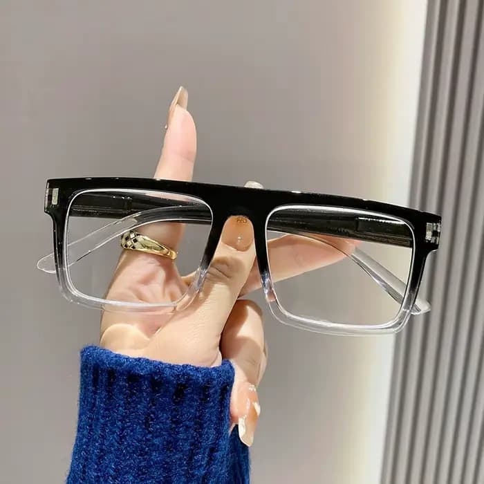 2025New Style cadre carré grand visage minceur lunettes de lecture à la mode riz ongles