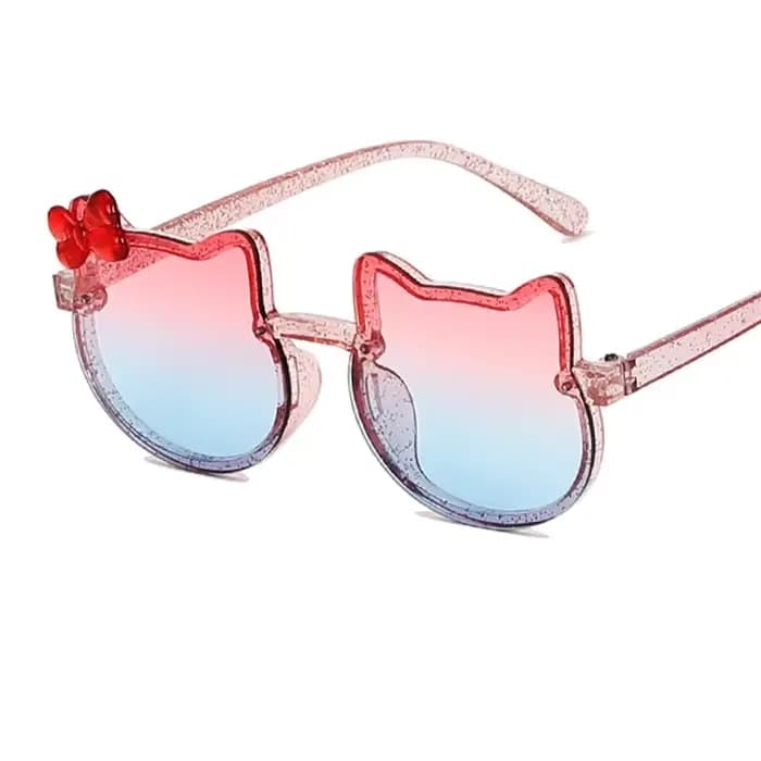 Nouveaux enfants lunettes de soleil de bande dessinée oeil de chat nœud papillon couleur océan