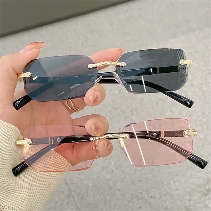 Lunettes de soleil rectangulaires sans monture pour hommes et femmes
