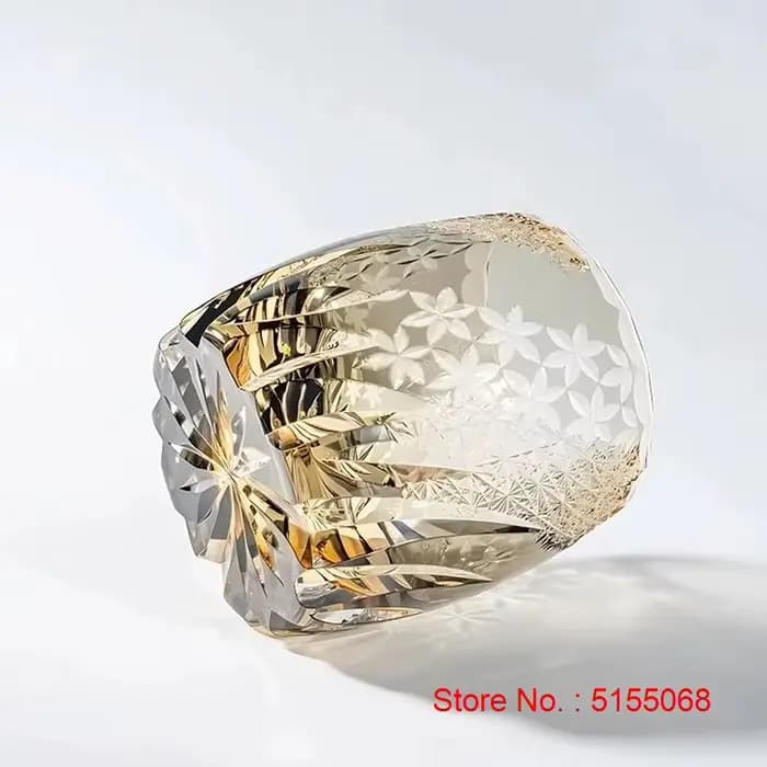 Vent, fleur, neige et lune thèmes romantiques Edo Kiriko vin verre coupé à la main ambre cristal tasse à whisky travail d'art Brandy renifleur