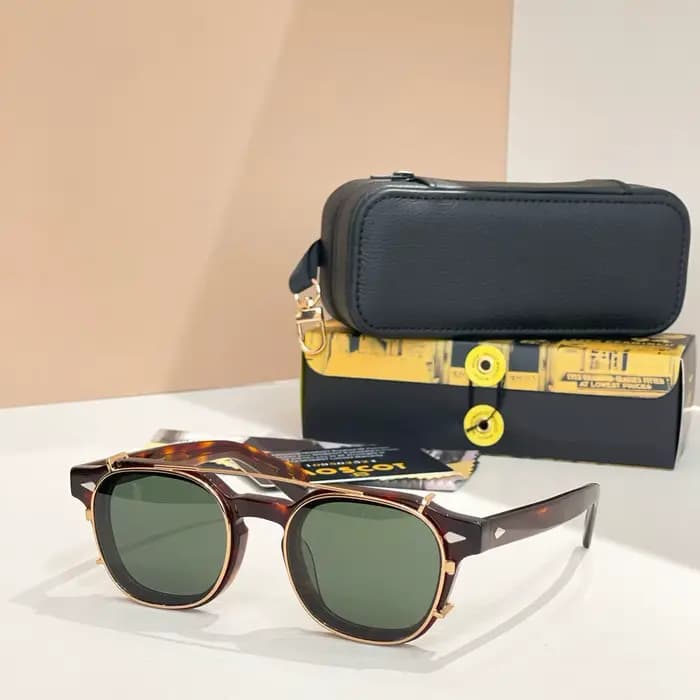 Lunettes de soleil à clipser 2-en-1 en acétate vintage DOLT 46 mm pour hommes et femmes
