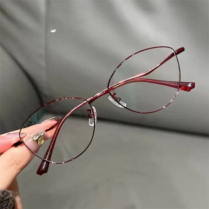 Lunettes de vue Y2K style œil de chat - Filtre anti-lumière bleue - Sans correction - Monture intégrale en métal