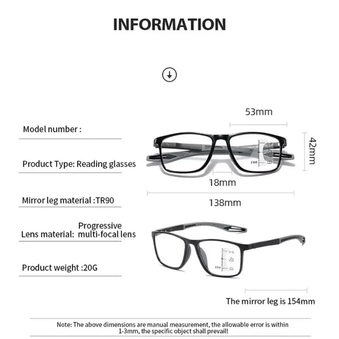 Lunettes de lecture multifocales pour hommes et femmes