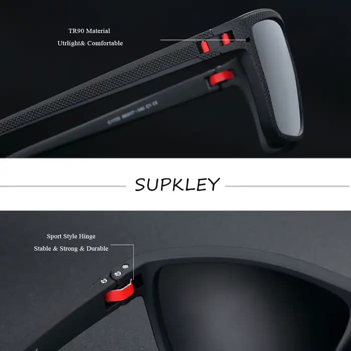 SUPKatteign- Lunettes de soleil polarisées carrées pour hommes et femmes