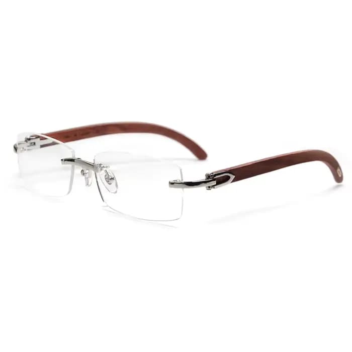 Monture de lunettes sans monture en bois pour hommes