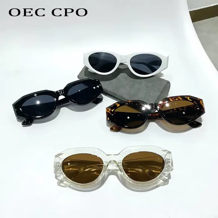 OEC CPO Punk lunettes de soleil œil de chat femmes Vintage petite lentille ovale