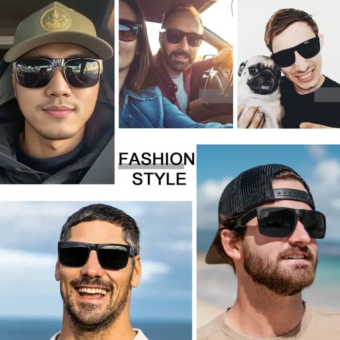 Maxjumovies-Lunettes de soleil carrées extra larges pour hommes, Big Head Dark Black, W8004