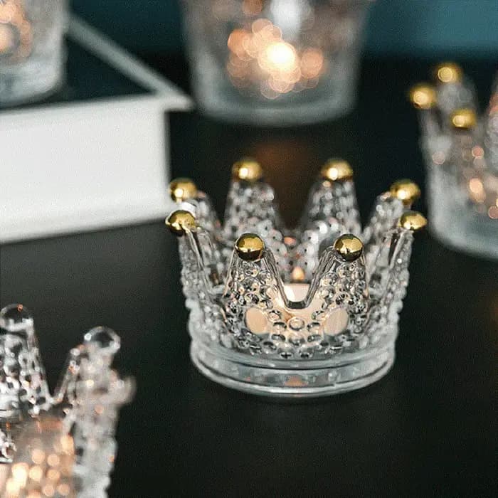 Bougeoir européen en verre à petite couronne, bougeoirs de Table à manger de nuit, décoration créative pour Bar et maison