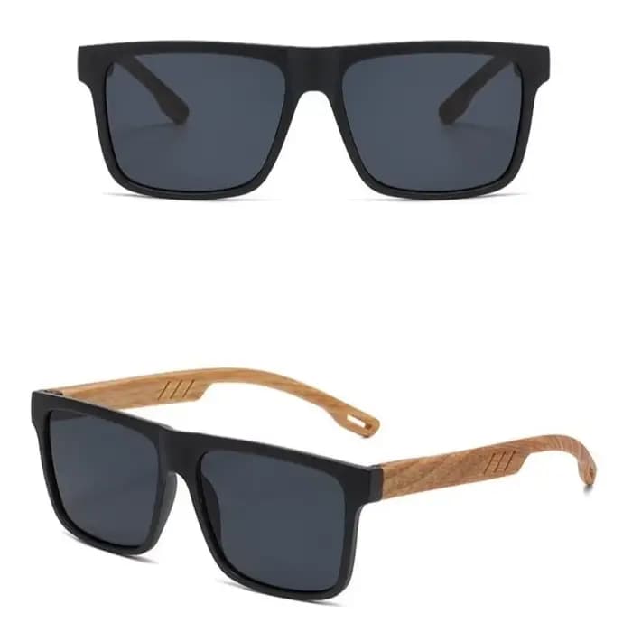 Lunettes de soleil carrées avec monture en bois de bambou