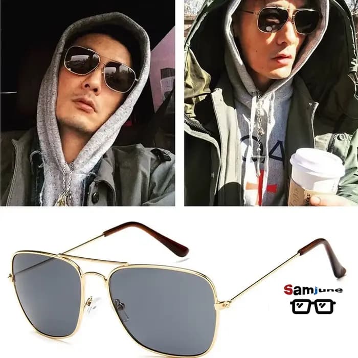 Lunettes de soleil carrées plates pour hommes Samjune, marque de créateur