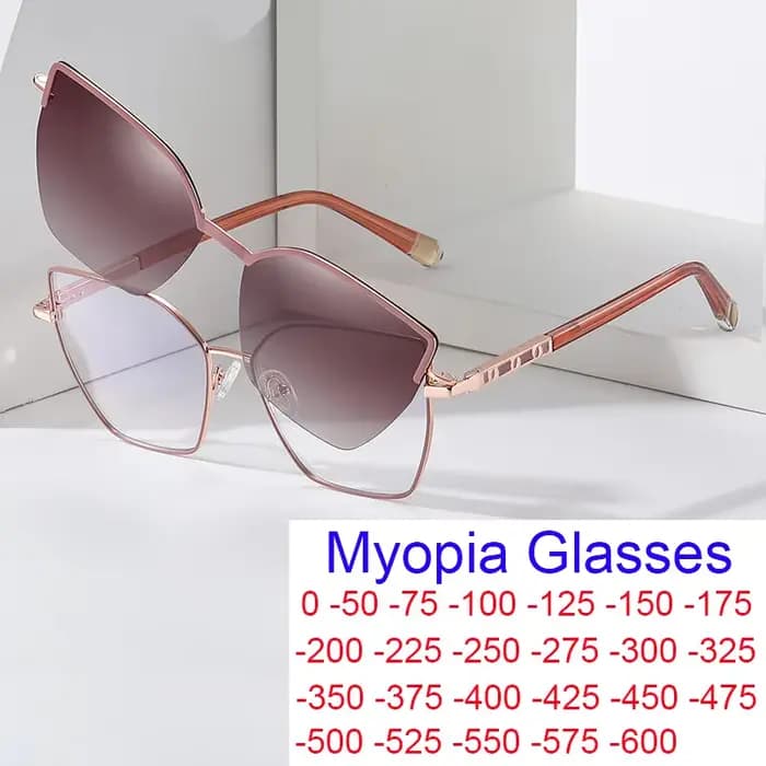 Lunettes de myopie optiques à Clip magnétique pour femmes 2 en 1