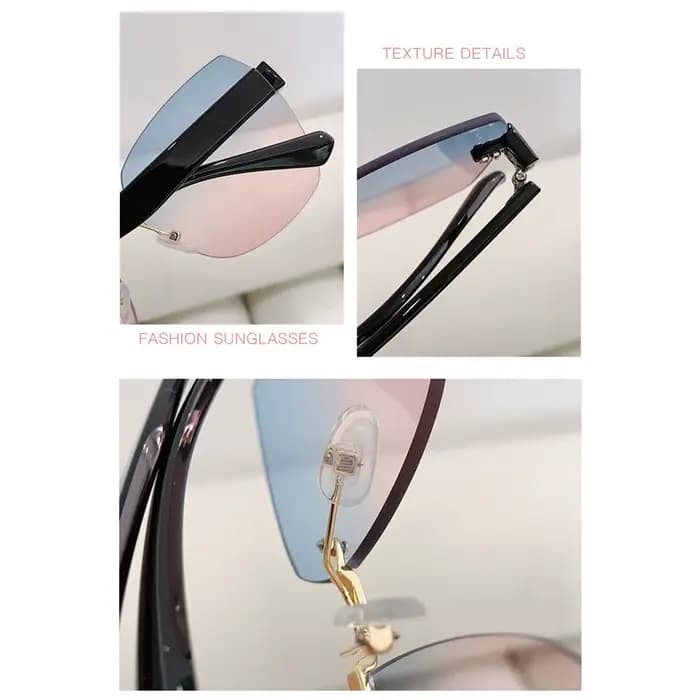 Lunettes de soleil carrées sans monture pour femmes