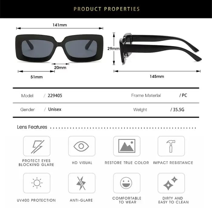 Lunettes de soleil rectangulaires à grande monture pour femmes