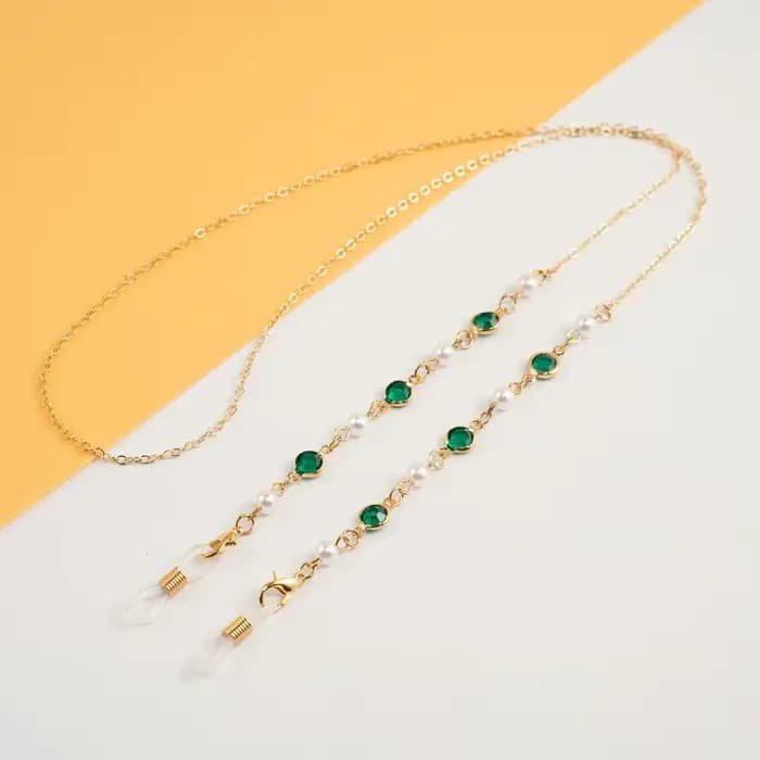 Chaîne de lunettes de soleil en perles de cristal colorées