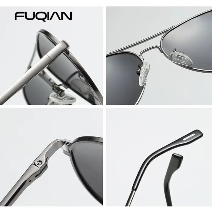 Classique grand pilote lunettes de soleil polarisées hommes de luxe en métal noir Aviation
