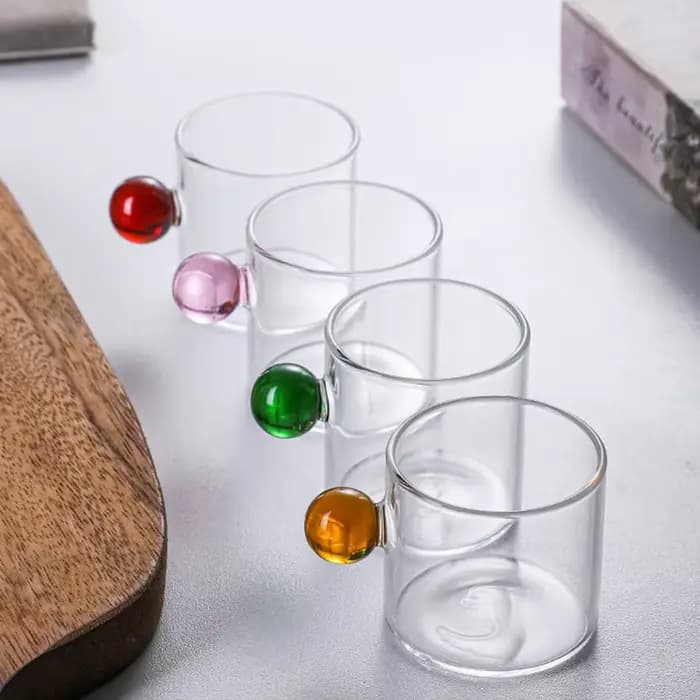 Tasse en verre transparent avec poignée, tasse à thé, café latte, vin, lait, expresso, cappuccino, boisson