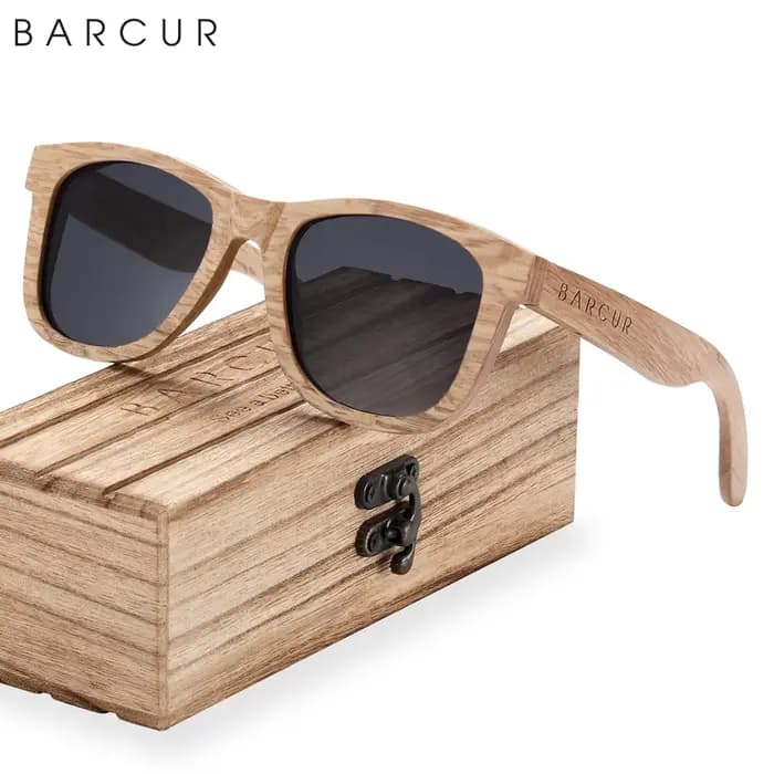 Lunettes de soleil en bois naturel hommes