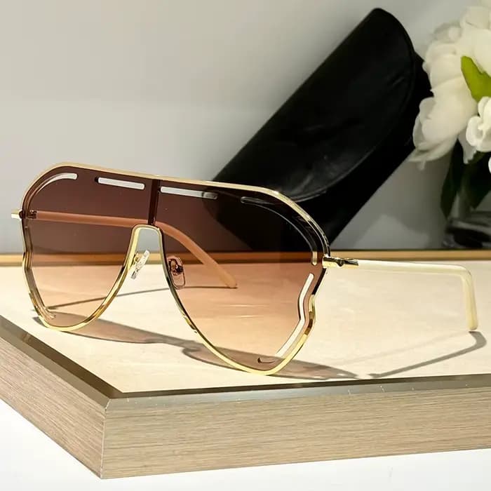 Lunettes de soleil à monture large en alliage pour hommes et femmes