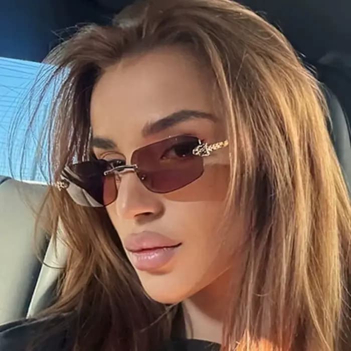 Lunettes de soleil sans monture tête de léopard pour femmes et hommes 2026 – Design vintage punk de marque de luxe