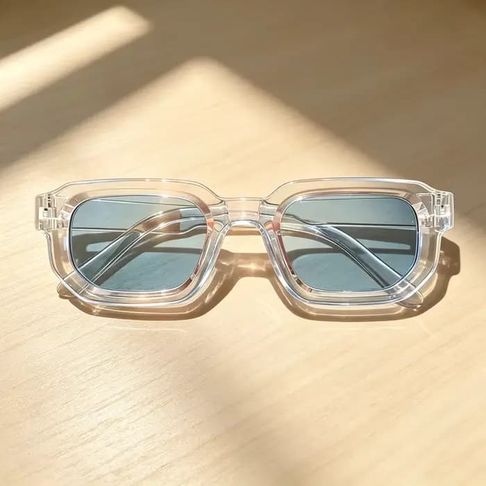 Nouveaux hommes Vintage Rectangle cadre lunettes de soleil mode rétro