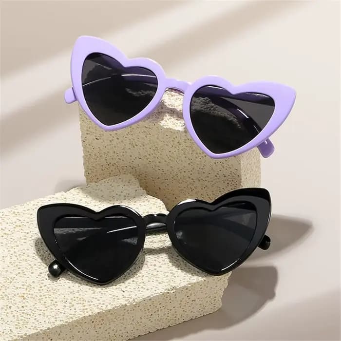 Lunettes de soleil en forme de coeur Vintage tendance rue tir nuances Protection UV mode irrégulière rose