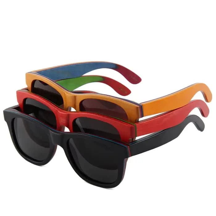 Lunettes de soleil en bois noir pour hommes et femmes