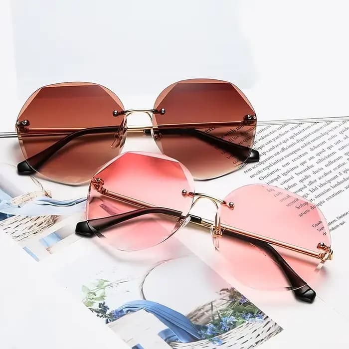 Lunettes de soleil carrées sans bords pour femmes et hommes