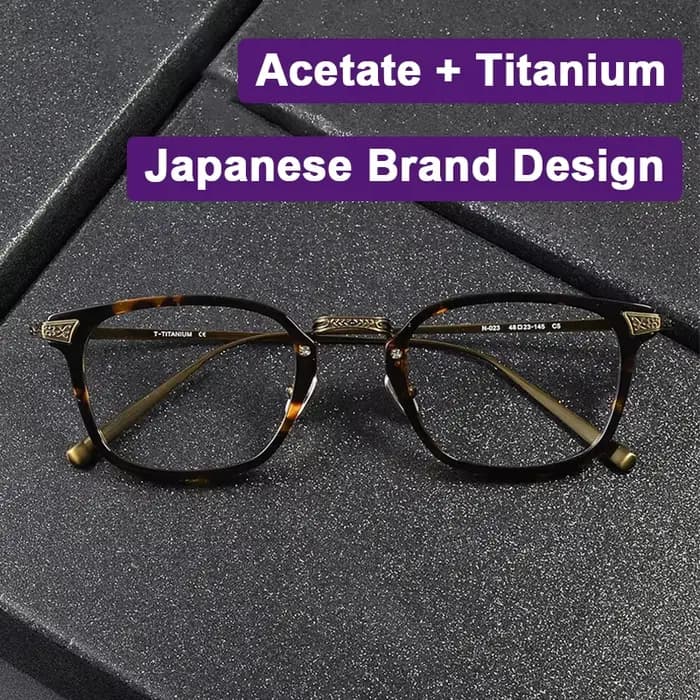 Marque japonaise même Design rétro carré hommes lunettes cadre haute qualité acétate titane