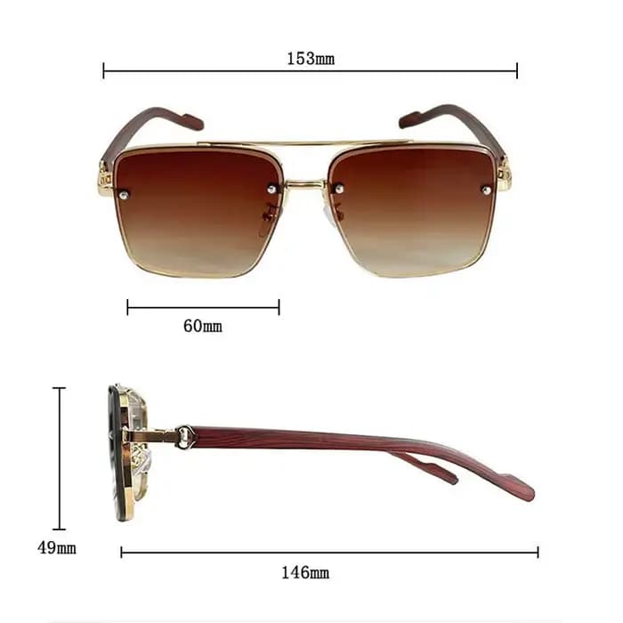 Lunettes de soleil carrées en bois pour hommes et femmes