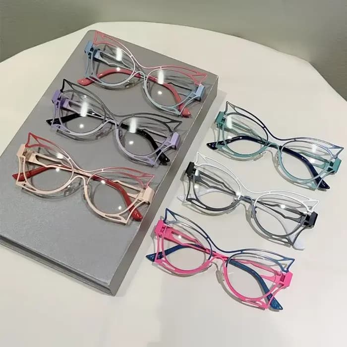 KAMMPT lunettes en forme de papillon femmes mode jante creuse blocage de la lumière bleue montures optiques