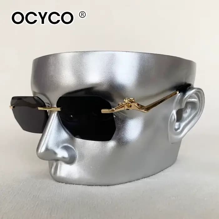 Lunettes de soleil rectangulaires sans bords pour hommes