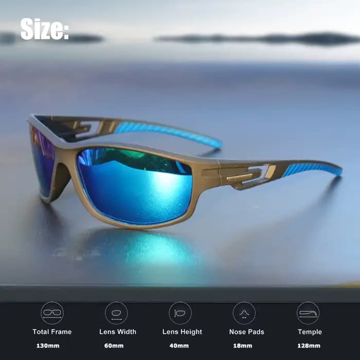 Lunettes de soleil de sport polarisées – Verres photochromiques violets/bleu/rouge de qualité supérieure pour la pêche
