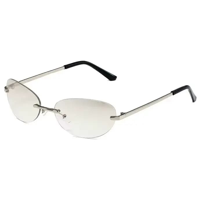 Lunettes de soleil ovales sans monture pour hommes et femmes, protection UV400, style Y2K, verres dégradés, tendance œil de chat