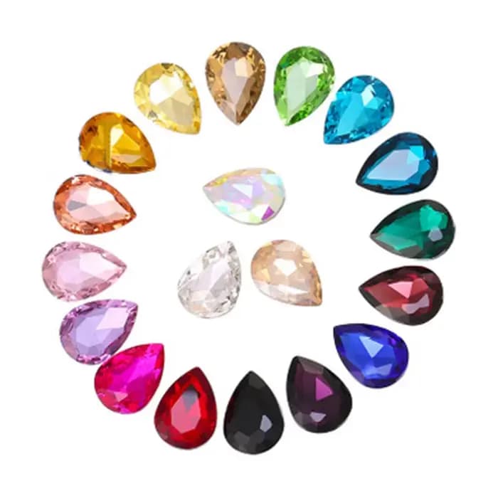 Perles de strass en verre cristal 10x14 13x18, formes goutte d'eau, couleurs variées, à coller, pour artisanat, cadre photo, DIY