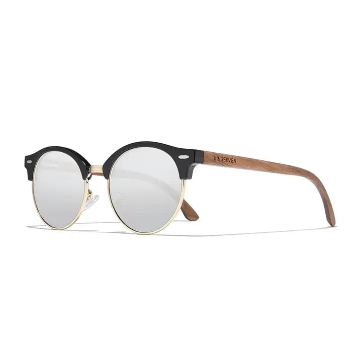Lunettes de soleil vintage en bois de noyer noir pour femmes et hommes