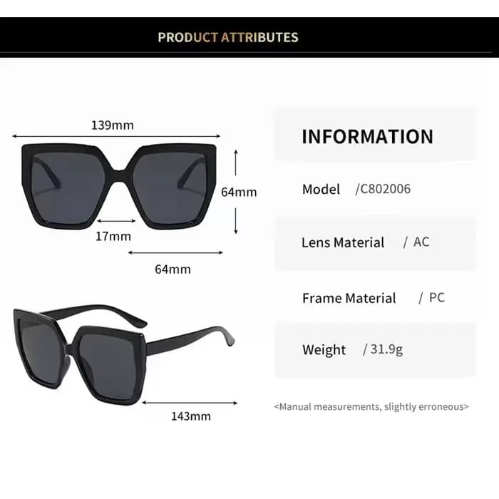 Lunettes de soleil carrées surdimensionnées Vintage pour femmes et hommes