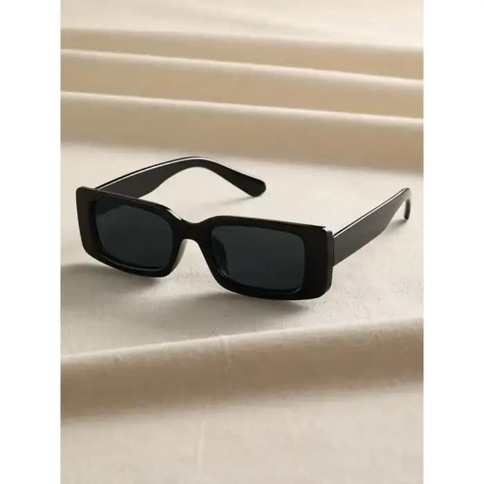 1 paire de lunettes de soleil carrées en plastique noir unisexe