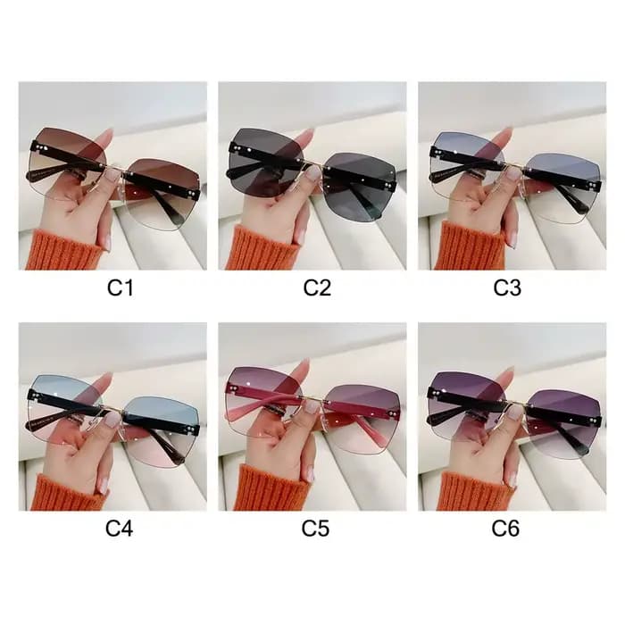Lunettes de soleil vintage sans monture pour femmes
