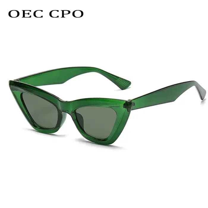 OEC CPO rétro œil De chat lunettes De soleil femmes mode coloré vert