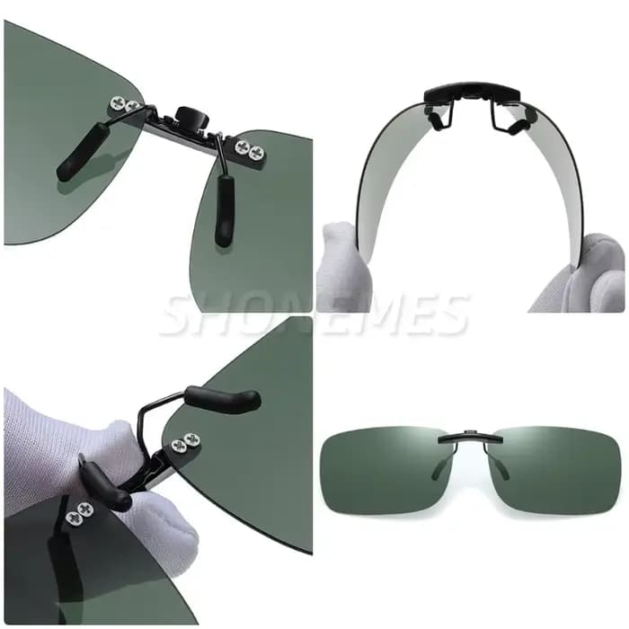 Shone-Lunettes de soleil polarisées sans monture à clipser pour hommes et femmes