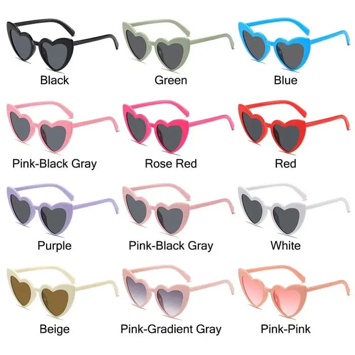 Lunettes de soleil vintage en forme de cœur pour femmes