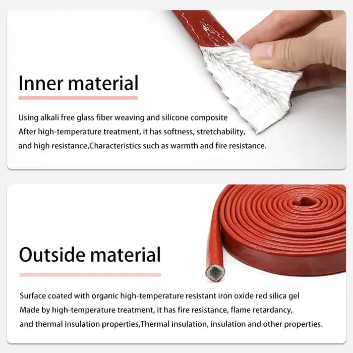 Tube en fibre de verre enduit de résine de silicone, manchon ignifuge tressé en fibre de verre, tuyau de boîtier ignifuge résistant aux hautes températures
