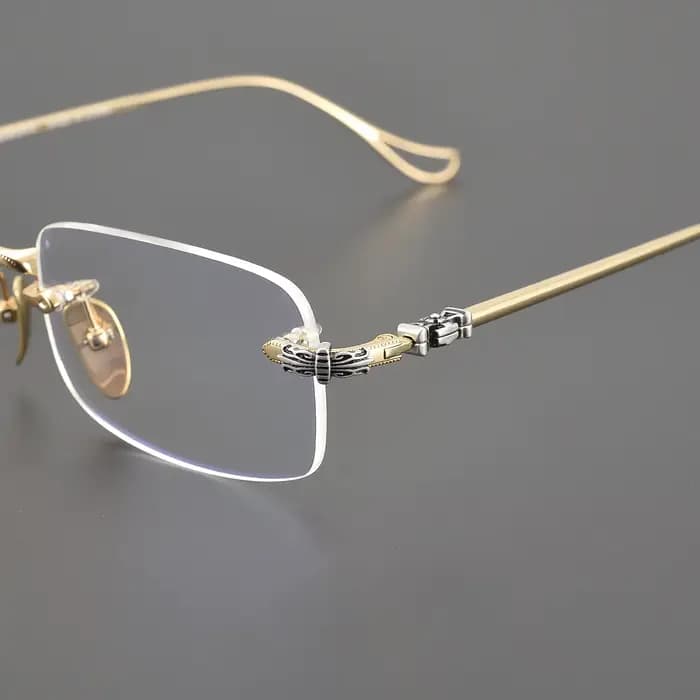 Lunettes de soleil carrées sans monture en titane pour hommes et femmes