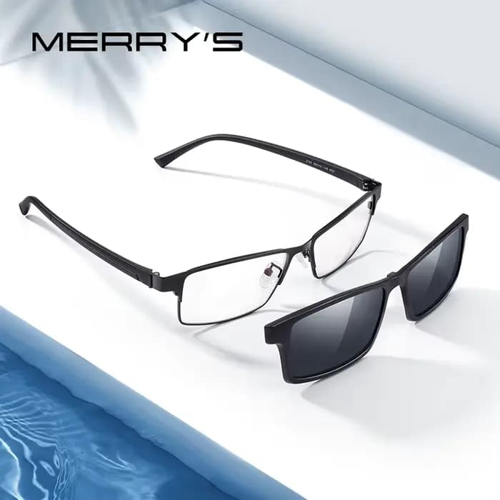MERRYS DESIGN 2 en 1 aimant polarisé pince lunettes cadre hommes optique myopie
