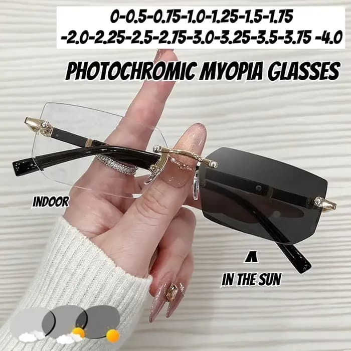 Lunettes de myopie à couleur changeante sans monture pour hommes