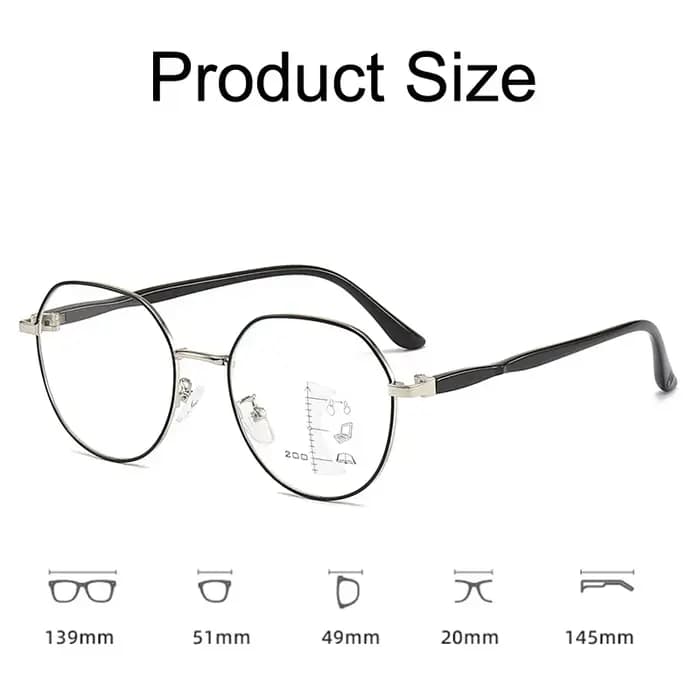 Lunettes de lecture multifocales rondes progressives rétro