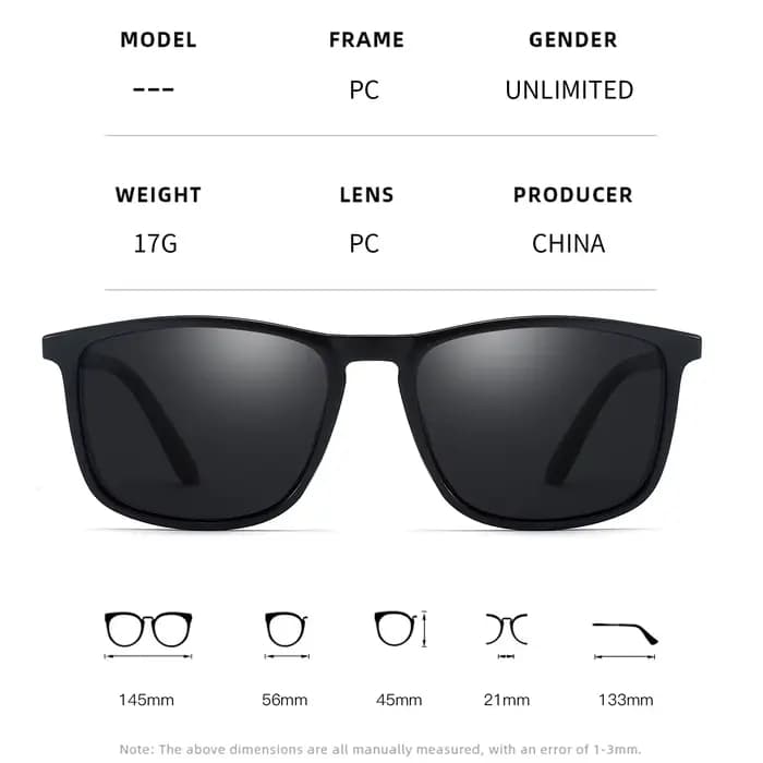Lunettes de soleil polarisées carrées pour hommes et femmes