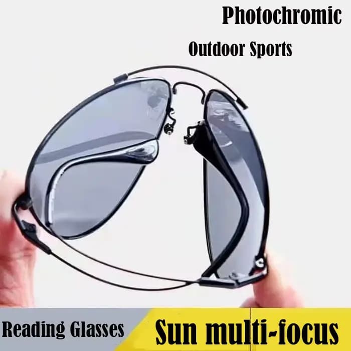 Lunettes de lecture multifocales photochromiques – Cadre en acier inoxydable