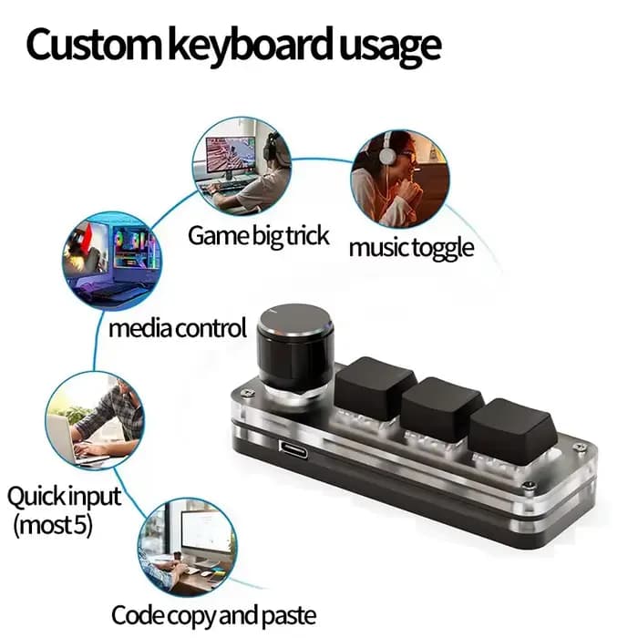 Clavier mécanique USB Gamer 3 touches Macro clavier personnalisé rvb jeu bouton de programmation personnalisé Mini clavier claviers pour Photoshop