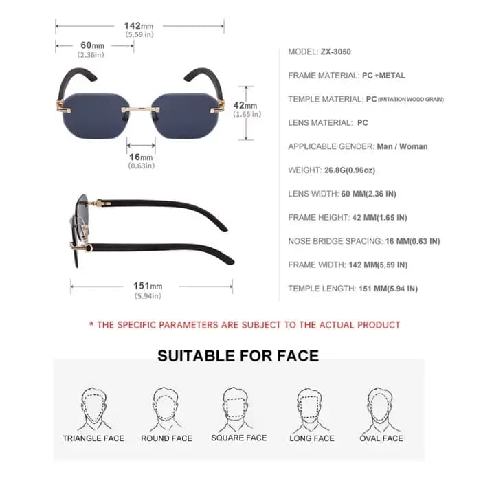 Lunettes de soleil sans monture effet bois